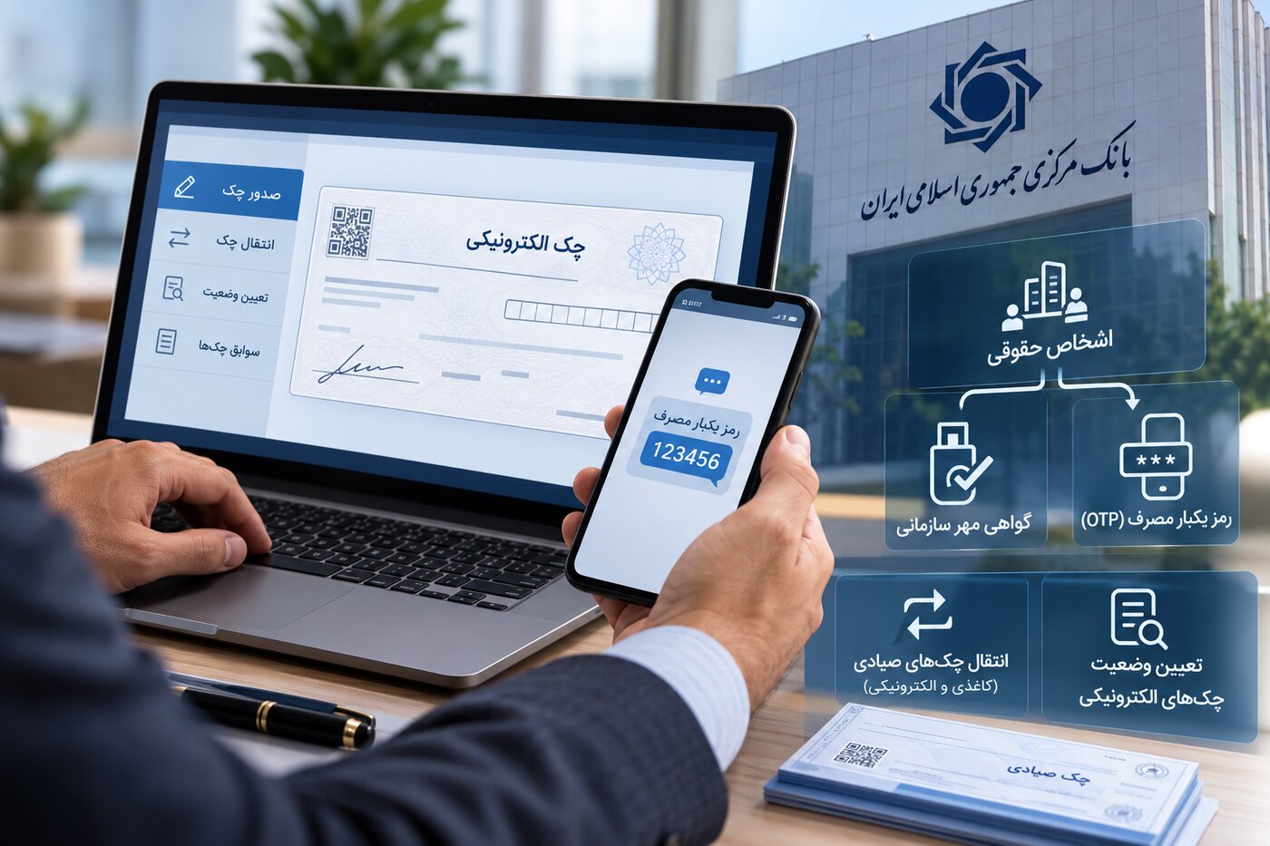 تسهیل صدور چک الکترونیکی برای شرکتها با رمز یکبارمصرف